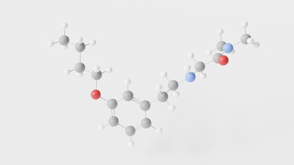 evenamide molecule 3d, molecular structure, ball and stick model, structural chemical formula antipsychotic drug
