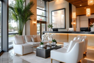 A bank lobby featuring a digital kiosk where customers can check their current account balances