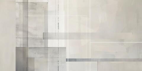 An abstract minimalist composition with a neutral beige background, Minimalist linear patterns and grids in subtle gray tones, Contemporary minimalist style