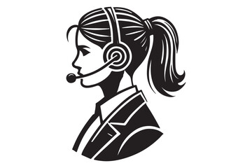 call center agent in profile view silhouette logo