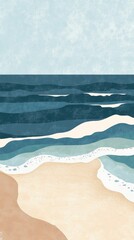 Obraz premium Serene Ocean Waves Crashing Gently on Sandy Shore
