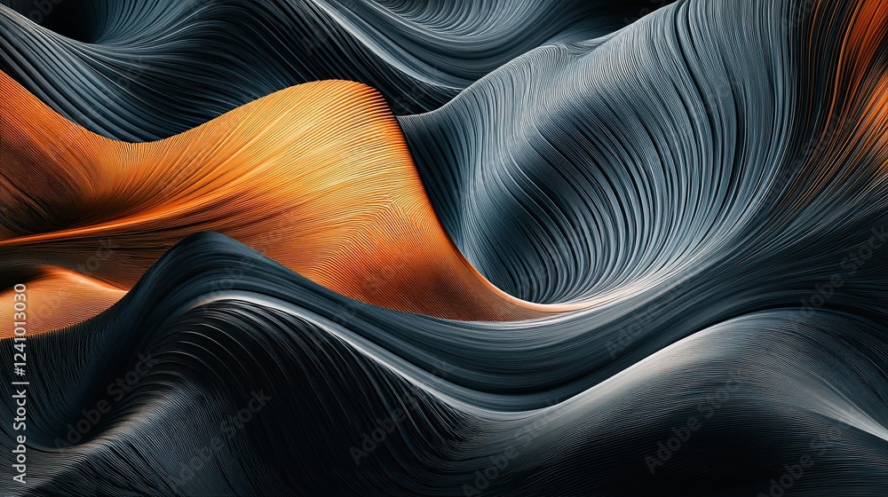 Poster abstract visualization of sound and music featuring vibrant particle waves