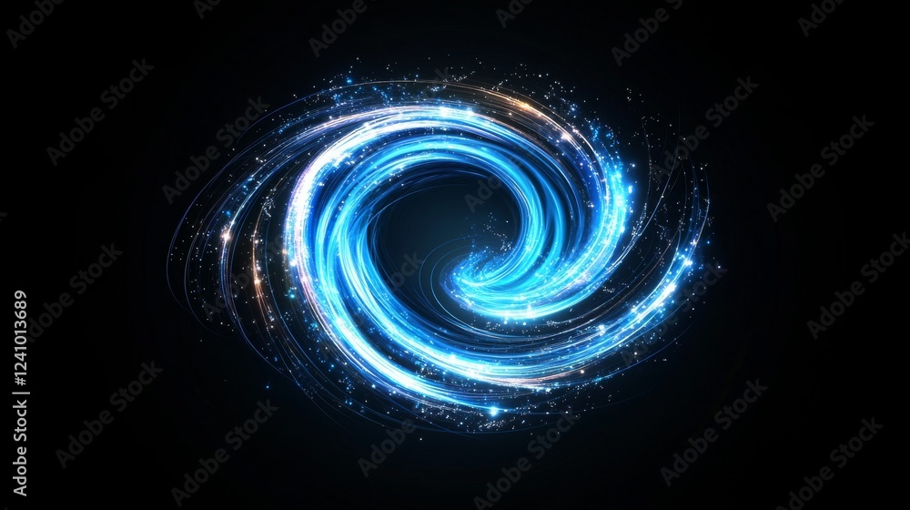 Poster swirling blue light patterns create dynamic visuals in mesmerizing abstract design