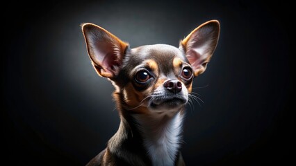 Obraz premium Dark background, perfectly framed Chihuahua silhouette. Sophisticated dog photography at its finest.
