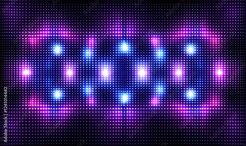 Poster the scene of an empty stage with neon lights and lasers. futuristic laser shapes on a dark backgroun