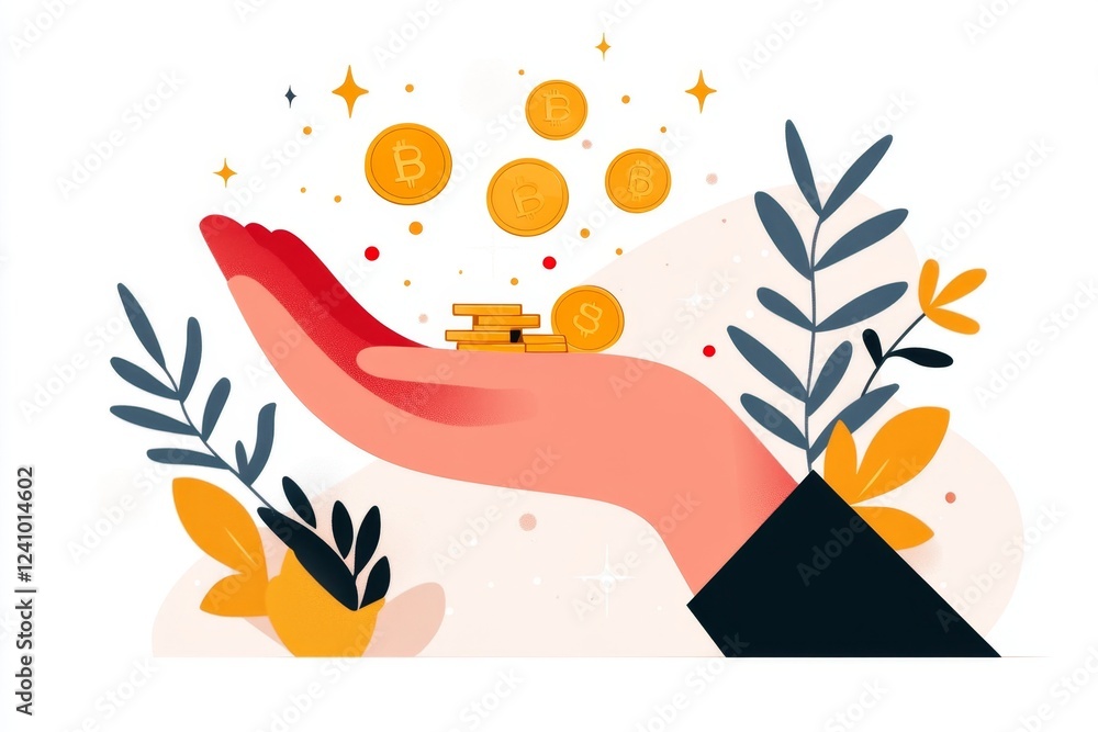 Aufkleber a flat, modern design of an outstretched hand with no coins dropping into it, symbolizing financial 