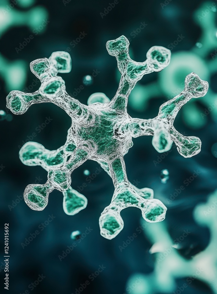 Aufkleber close up microscopic view of a complex, intricate structure, possibly a virus or cellular component.