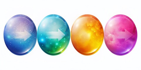 Colorful Arrow Circles: Abstract Surreal Stock Photo - Isolated on White Background