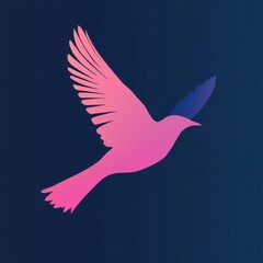 Fototapeta premium Pink Bird in Flight Graceful Wings Soaring
