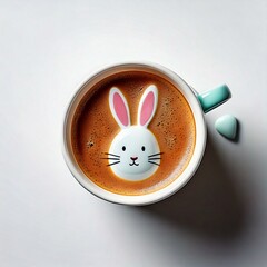 Funny easter bunny coffee art, easter drinks