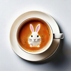 Cute Easter bunny cup of coffee, coffee art