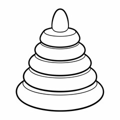 Coloring page of a classic stacking toy with rings in a simple and appealing design