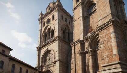 Fototapeta premium The imposing central tower of the Church of San Francesco , ancient, italy, tower