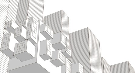 Fototapeta premium abstract modern architecture 3d illustration 