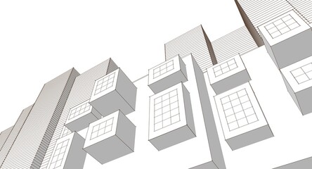 abstract modern architecture 3d illustration	