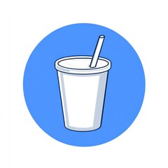 Disposable cup, straw, blue background, drink, menu design