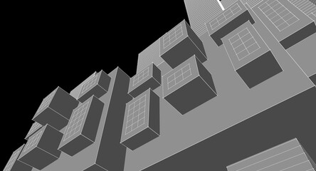 abstract modern architecture 3d illustration	