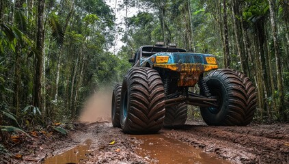 Monster Truck Conquering the Jungle: An Off-Road Adventure