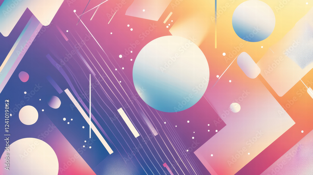 Poster abstract background with geometric shapes, circles, and vibrant colors. this design features blend o