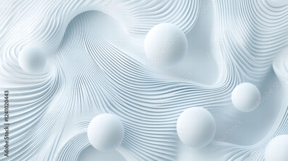 Aufkleber abstract design featuring 3d geometric shapes and gentle curves, creating serene and modern aestheti