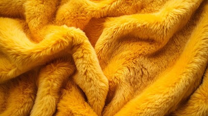 yellow Wool plush fleece fur fabric texture background close up