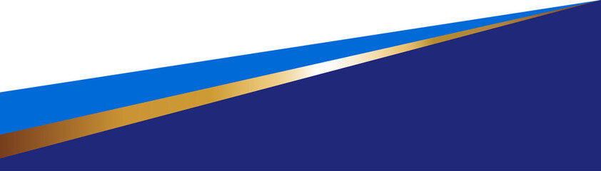 Obraz premium Border shape for banner design. Blue header section with golden line. Abstract bottom for web page. Curved divider template. Wavy horizontal separator