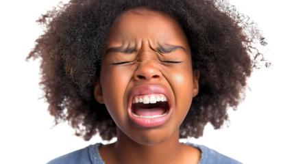 Sad Young African American Girl Portrait Reflecting Childhood Emotions in Studio