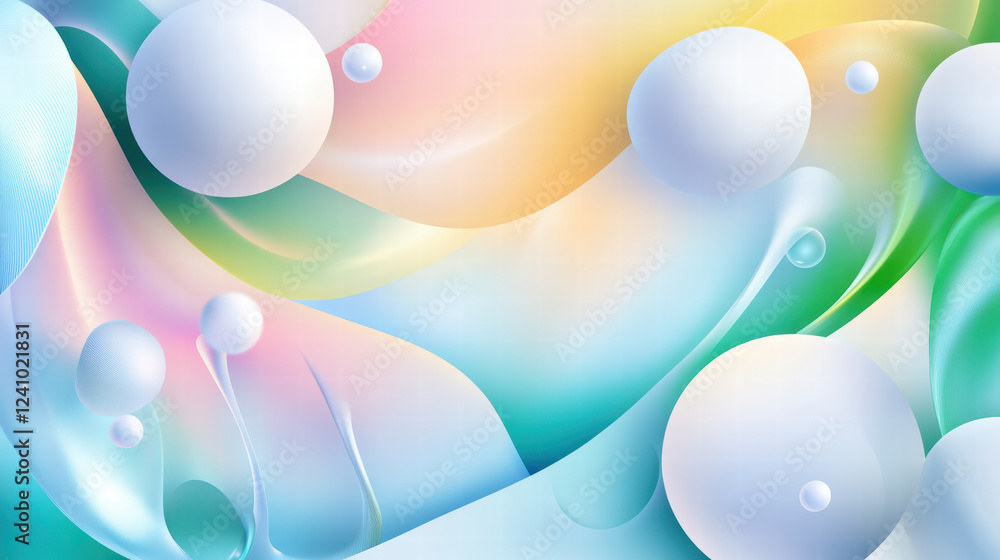 Aufkleber vibrant abstract background featuring soft pastel colors and smooth curves, with spherical shapes cr