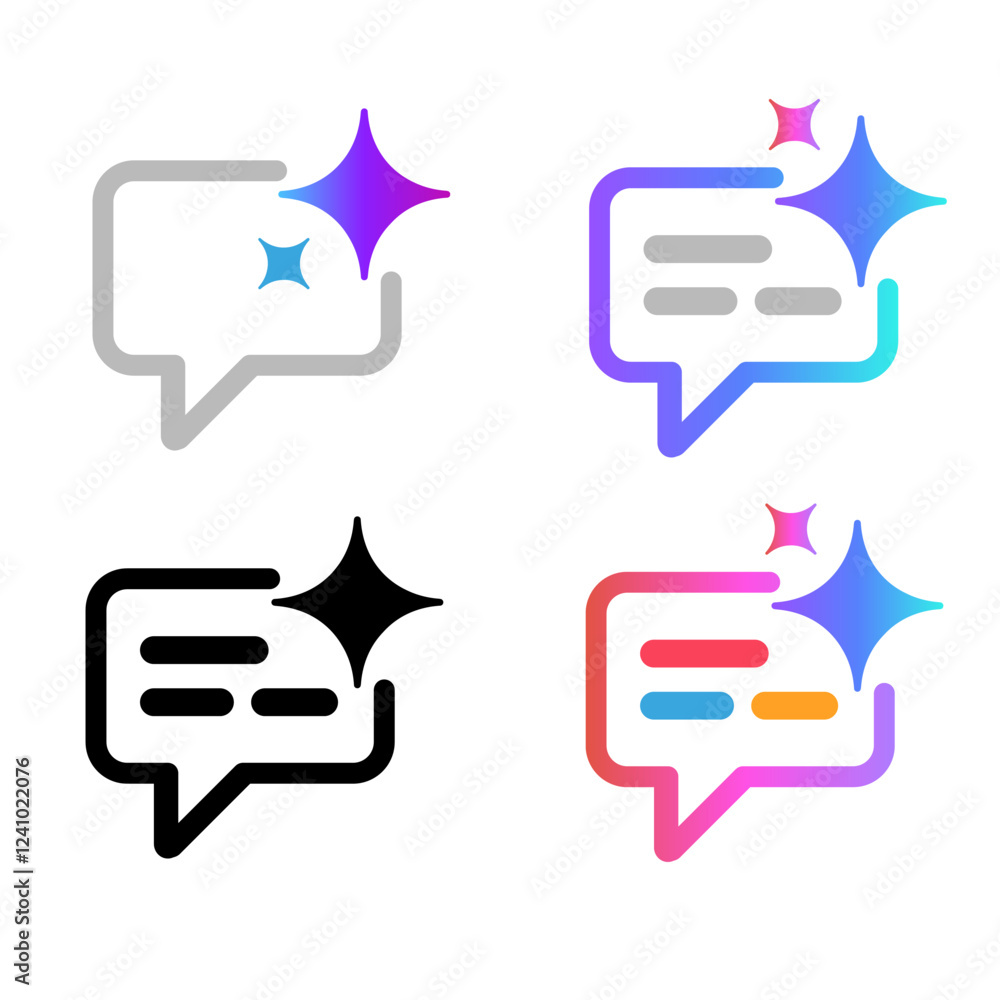 Aufkleber ai chat assistant artificial intelligence icon symbol of generative content creation speech bubble c
