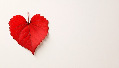 Obraz premium Red Leaf Heart Shape on Light Background for Romantic Themes