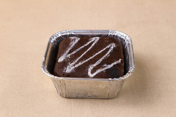 Delicious Chocolate Brownie in Foil Container