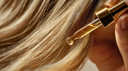 Fototapeta premium Luxury Organic Hair Oil Serum for Shine and Nourishment in Hair Care Routine
