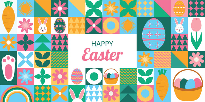 Easter card, label with geometric pattern.