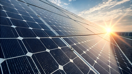 Blue solar panels harness the sun's energy to generate clean electricity