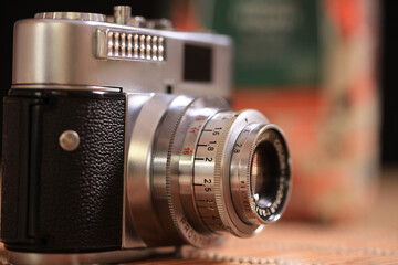 Vintage film camera, close-up