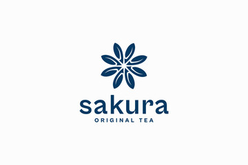 creative Sakura original tea symbol logo vector design template. silhouette blossom, flower, Chinese Tea, floral, spring and botanical icon logo design vector illustration isolated on white 