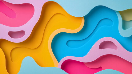 Colorful Abstract Paper Texture with Fluid Waves and Dynamic Shapes for Modern Design