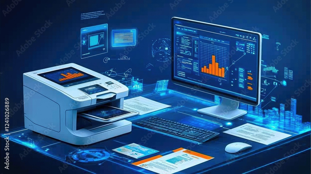 Poster digital document scanner system with data analytics display