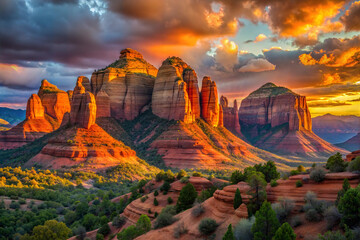 Sunset Glow on Red Rock Formations