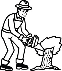 A beautiful Lumberjack vector illustration, Lumberjack silhouette vector art, Lumberjack line art isolated vector icon design