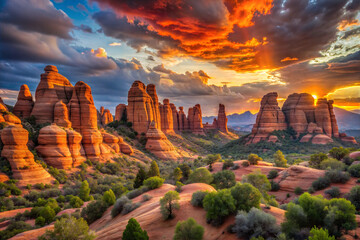 Sunset Glow on Red Rock Formations