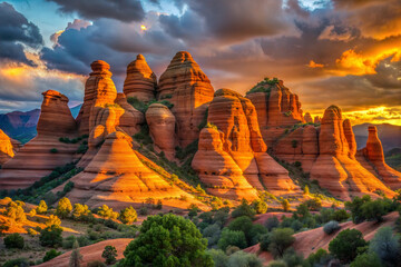 Sunset Glow on Red Rock Formations