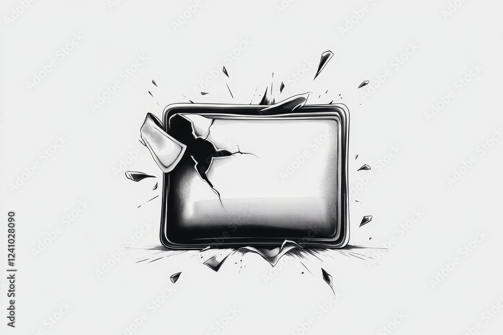 Poster A simple vector icon of a torn and empty wallet, drawn in neutral tones with sharp, minimalist contrast