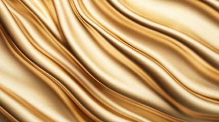 Obraz premium A smooth, flowing fabric with golden hues creates a luxurious and elegant appearance, characterized by soft waves and a rich texture.