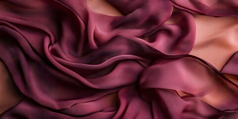 Obraz premium Elegant flowing silk fabric in deep burgundy shades, creating a soft and luxurious texture backdrop