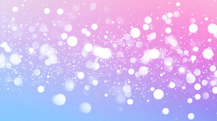 Obraz premium Soft white spheres cascade over smooth gradient background of pink and blue, creating dreamy and ethereal atmosphere. This evokes sense of tranquility and wonder