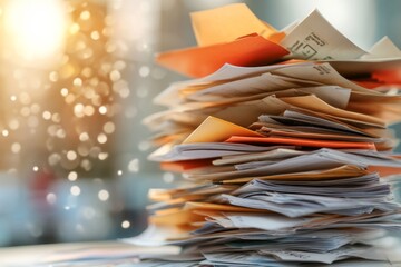 A stack of receipts next to a bank statement, symbolizing expense tracking and budget management
