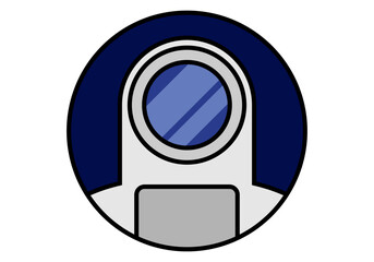 Astronauta viajero con traje de astronauta en un círculo © Gabrieuskal