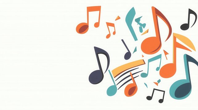 a joyful music note vector, melody element, bold cartoon style, multicolor, isolated on white background