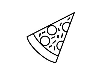 Icono negro de trozo de pizza en fondo blanco